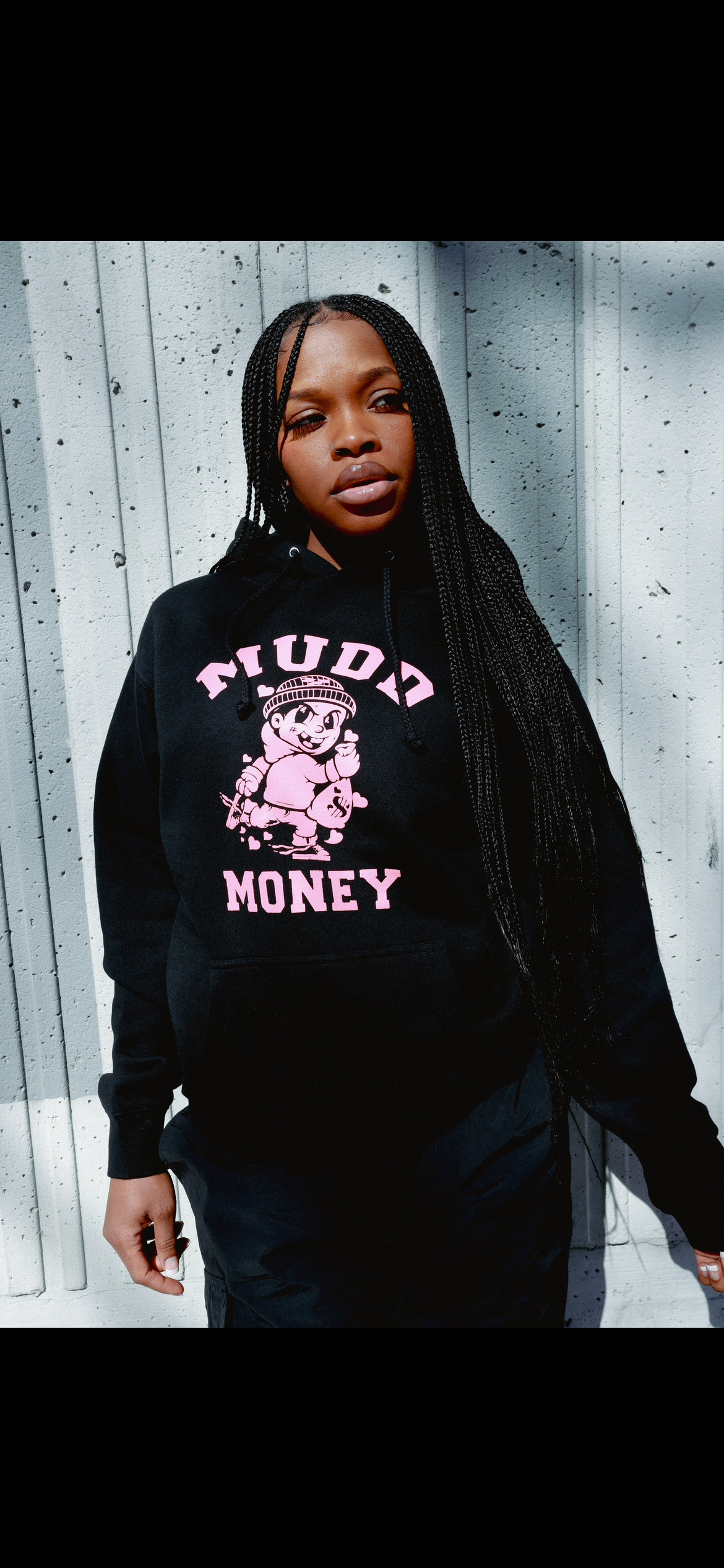 Black/Pink Running Man hoodie