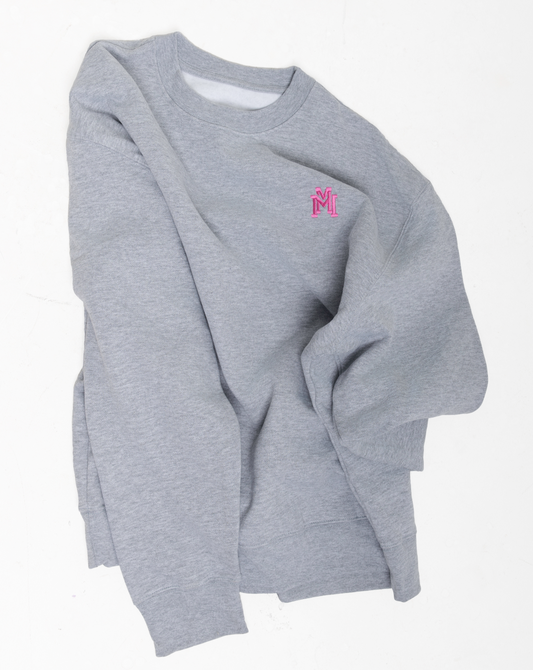 Grey & Pink Double M crew neck sweatshirt