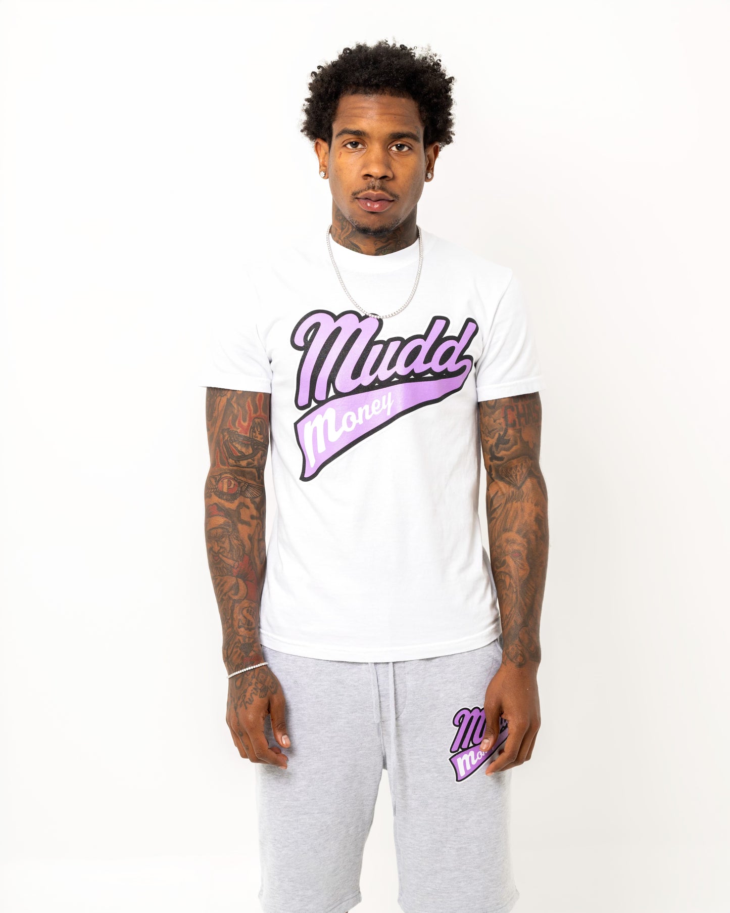 White & Purple Varsity outfit